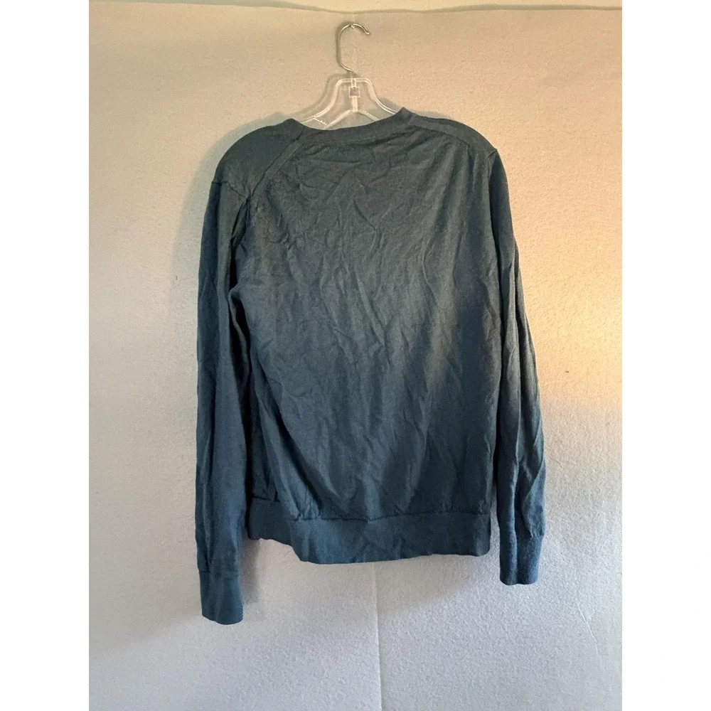Banana Republic Sweater Mens 2XL Blue Merino Wool Crewneck Knit Pullover Logo